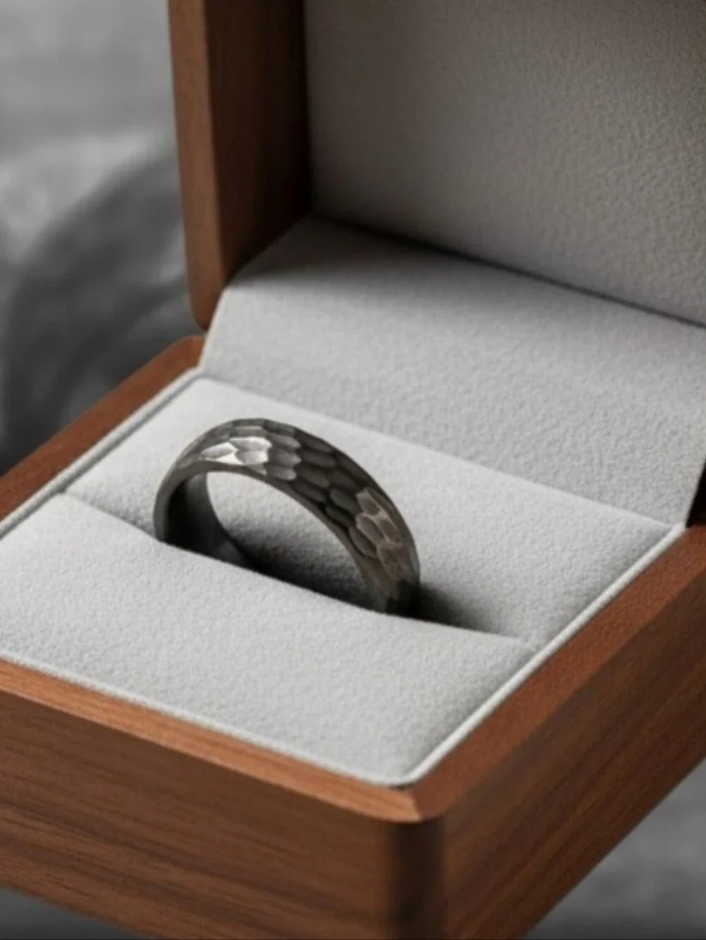 Slate Justice 5mm Hammered Ring -Textured Statement, Wedding Ring 7,8,9,10,11,12
